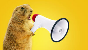 gopher speaking through mega phone asking are gophers intelligent
