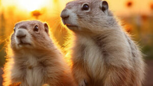 2 large gophers showing off size